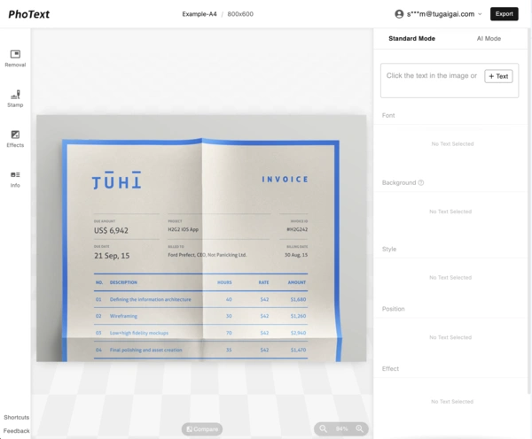 Seamless Text Modification Example